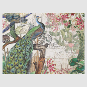 Französische Pfau-Vogel-Schildkröteblowfish-Blumen Seidenpapier