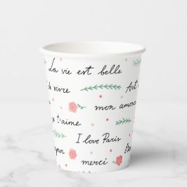 Französische Phrasen Party Cups Pappbecher