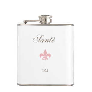 Französische Pink Fleur de Lis Santé Monogramm-Hoc Flachmann