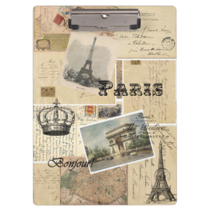 Französische Postkarten-Collage-Clipboard Klemmbrett