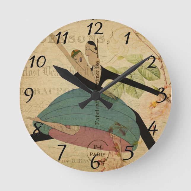 Französische Postkartenuhr Runde Wanduhr (Vorderseite)