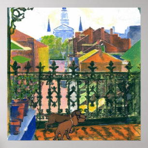 Französische Quarter Balcony Dackel 2 Poster
