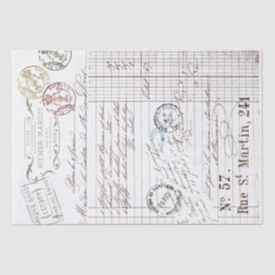 Französische Rechnung Postmark Paris Decoupage Seidenpapier