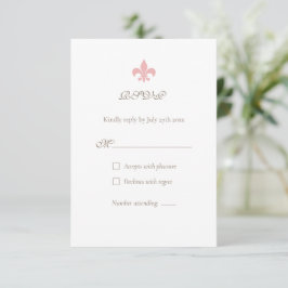 Französische Regency Pink Lilie Elegant Wedding RSVP Karte