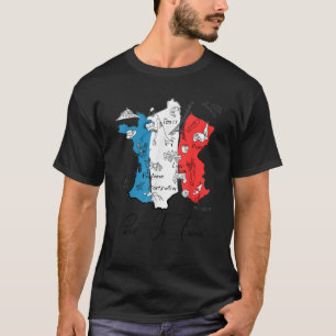 Französische Reisekarte Souvenir Frankreich Flagge T-Shirt