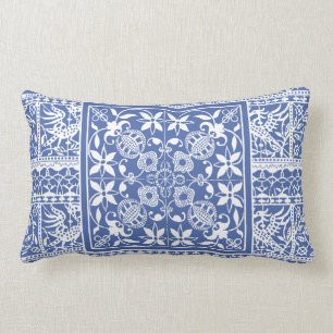 Französische Renaissance-blaue weiße Lendenkissen