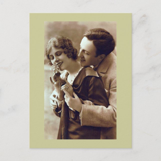 Französische Retro Romantische Postkarte (Vorderseite)