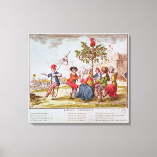 Französische Revolutionäre, die das carmagnole Leinwanddruck