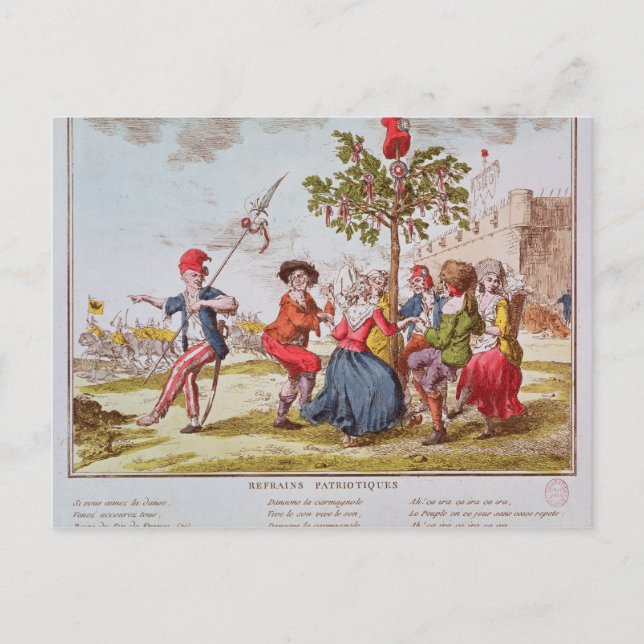Französische Revolutionäre tanzen Carmagnole Postkarte (Vorderseite)