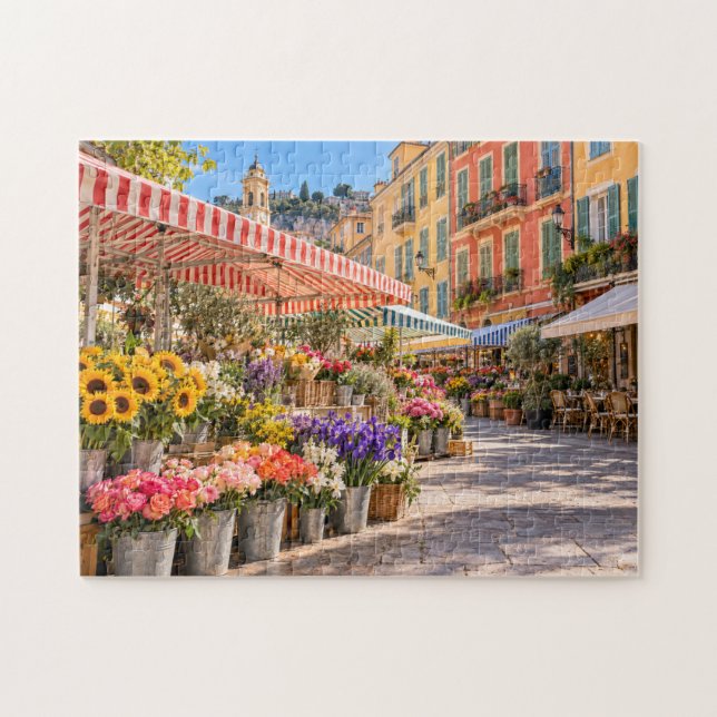 Französische Riviera Farbiger Blumenmarkt (Horizontal)