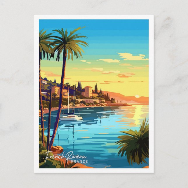 Französische Riviera Frankreich Vintage Illustrati Postkarte (Vorderseite)