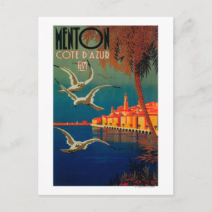 Französische Riviera Reiseplakat # 1 Postkarte