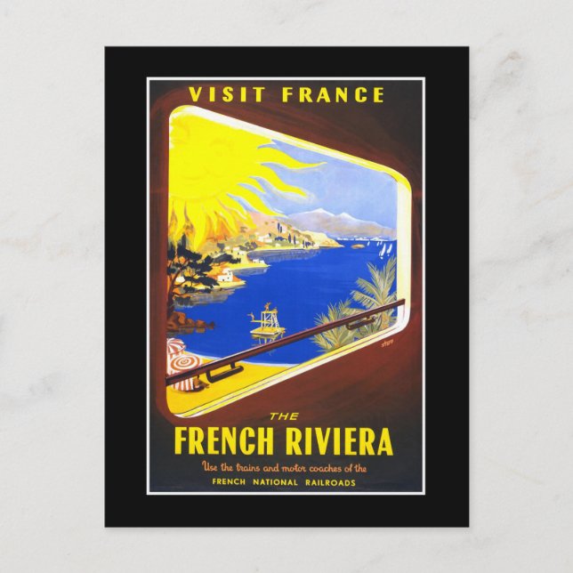 Französische Riviera Vintage-Reise Postkarte (Vorderseite)