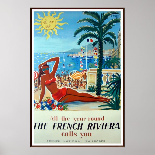Französische Riviera Vintage Travel Poster (Vorne)