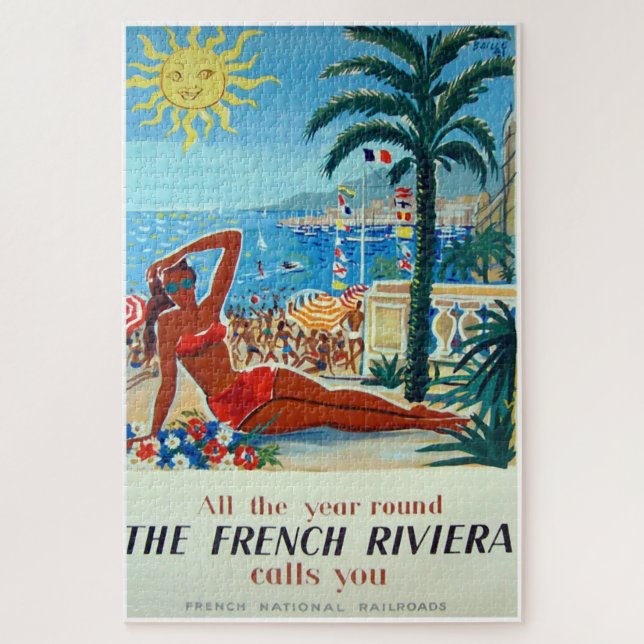 Französische Riviera Vintage Travel Poster (Vertikal)