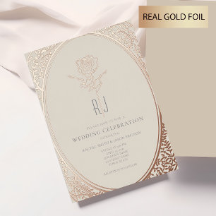 Französische Rococo Goldfolie Hochzeitseinladung Folieneinladung