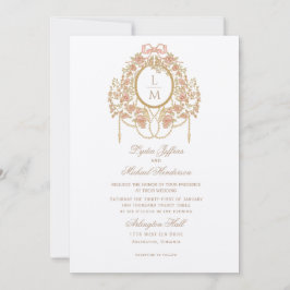 Französische Rococo-Rosen-Monogramm-Hochzeit Einladung