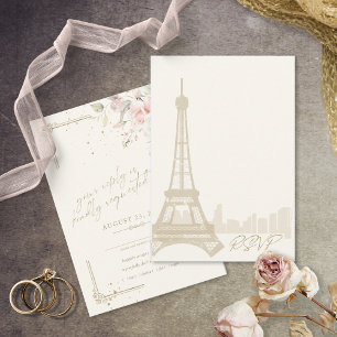 Französische Romance Wedding ID870 RSVP Karte