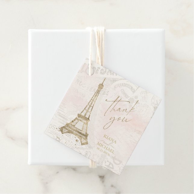 Französische Romantik Hochzeit Danke Blush ID870 Geschenkanhänger (Beispiel)