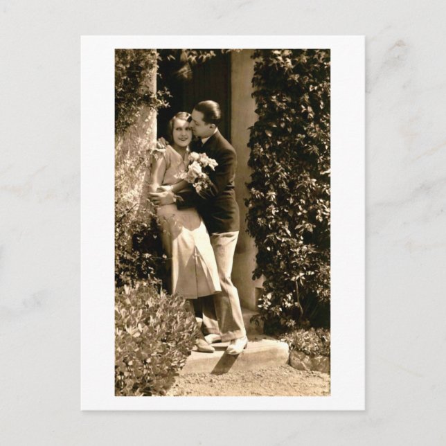 Französische Romantische Liebe Kiss Vintag Postkarte (Vorderseite)