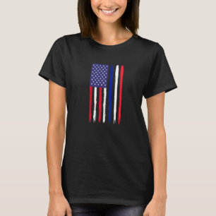 Französische Roots Halbamerikanische Flagge Patrio T-Shirt