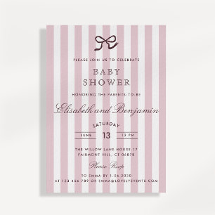 Französische rosa Baby Shower Einladung mit Schlei
