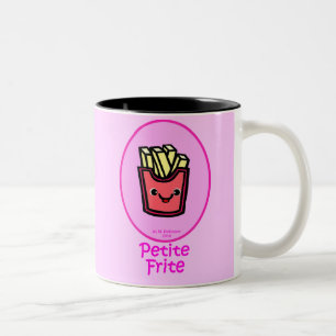 Französische - rosa kleine Fische - Pommes-Frites Zweifarbige Tasse