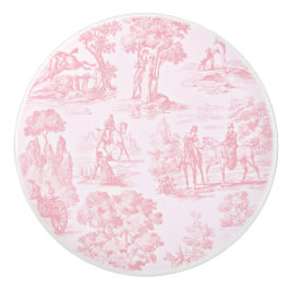 Französische Rosa Toile de Juoy Vintages Muster Keramikknauf