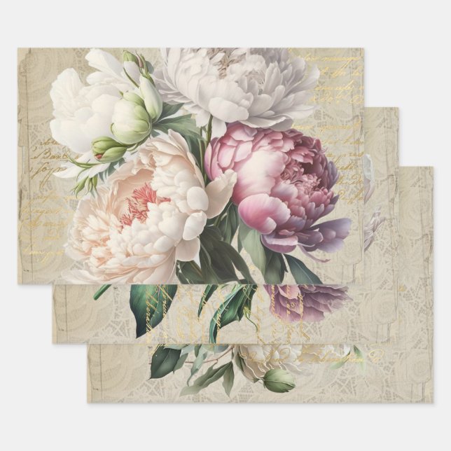 Französische Rose für Billardkunst Geschenkpapier Set (Set)