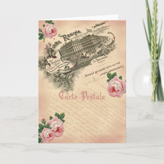Französische Rose - Grußkarte Feiertagskarte (Vorderseite)