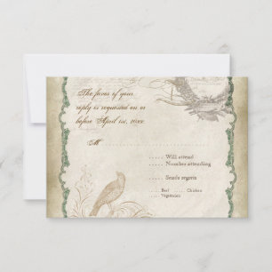 Französische Rose liebt Vögel Vintage Spitze - App RSVP Karte