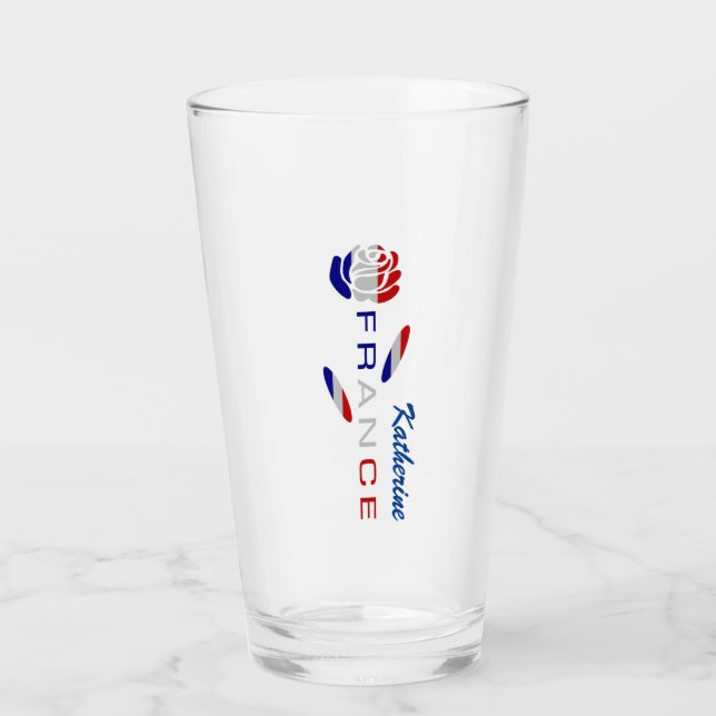 Französische Rose Personalisiert Glas (Vorderseite)