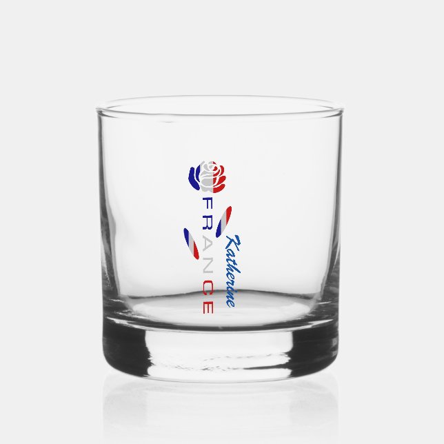 Französische Rose Personalisiert Whiskyglas (Vorderseite)
