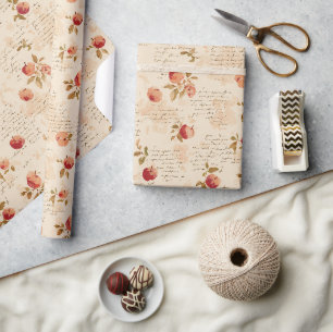 Französische rote Äpfel Brautparty Geschenkpapier