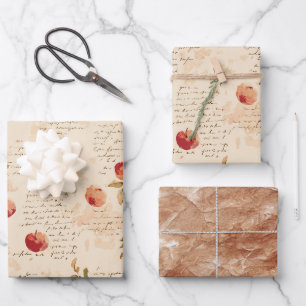 Französische rote Äpfel Junggesellinnen-Abschiedsp Geschenkpapier Set