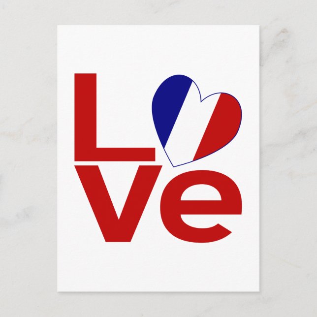 Französische Rote LIEBE Postkarte (Vorderseite)