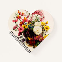 Französische rustikale Blume Herzdesign Notebook