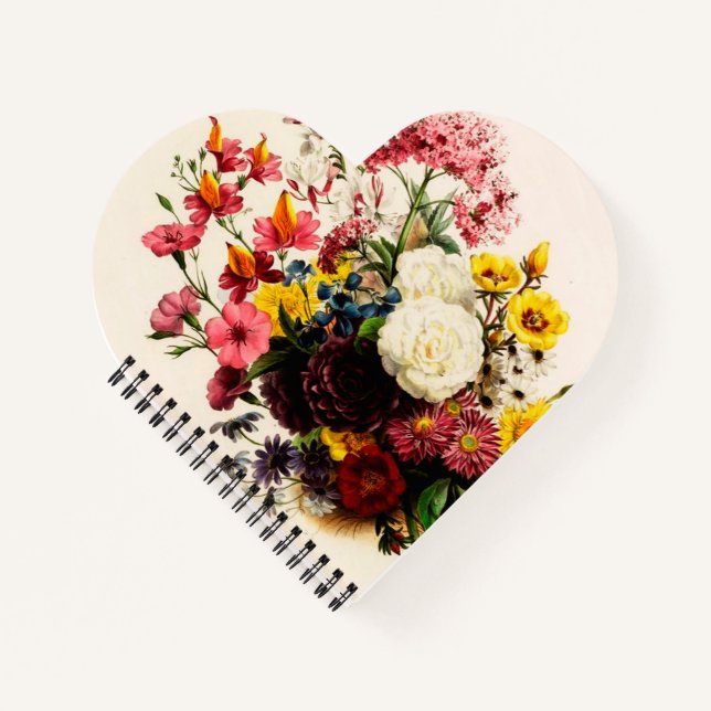 Französische rustikale Blume Herzdesign Notebook Notizbuch (Vorderseite)