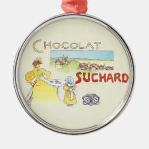 Französische Schokolade Viktorianische Zuckerware Silbernes Ornament