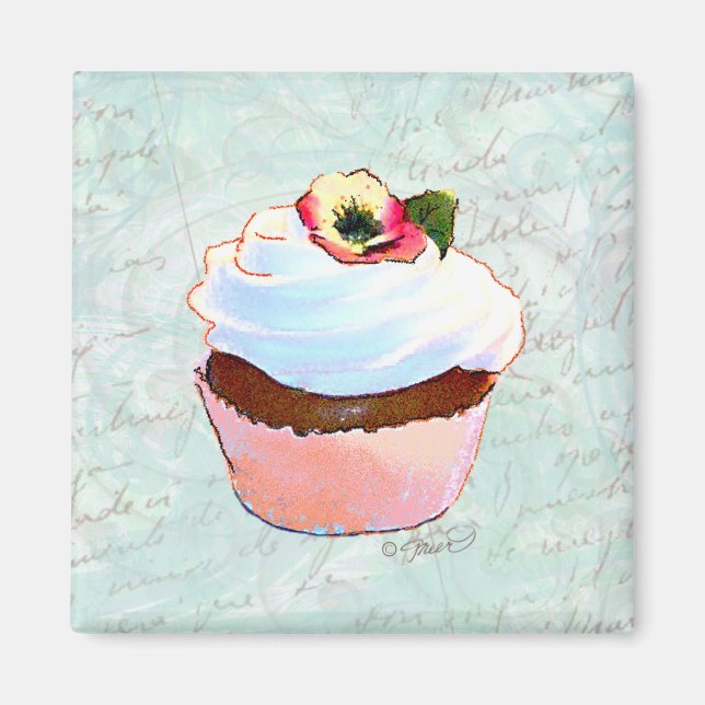 französische Schokolade Viktorianischer Cupcake-St Magnet (Vorne)