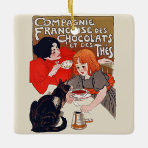 Französische Schokoladen-Party Steinlen Kunst Keramikornament