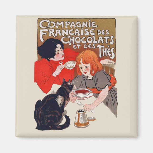Französische Schokoladen-Party Steinlen Kunst Magnet (Vorne)