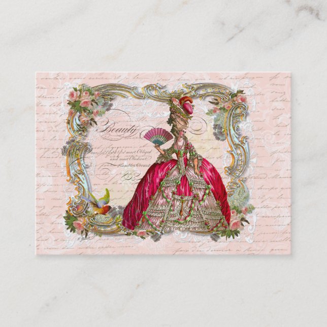 Französische Schrift und Marie Antoinette Visitenkarte (Vorderseite)