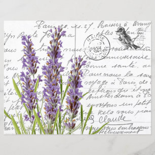 Französische Schrift Vintage Lavendel Vogel Postka
