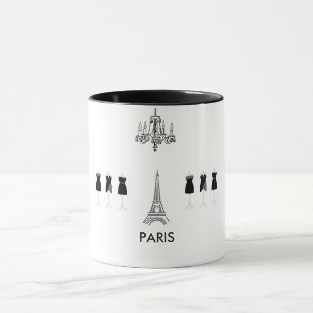 Französische Schwarz-Weiß-Eiffelturm Paris Themenw Tasse (Zentrum)
