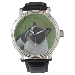 Französische Schwarzweiss-Bulldogge Armbanduhr