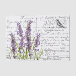 Französische Script Vintag Lavender Bird Postcard Seidenpapier