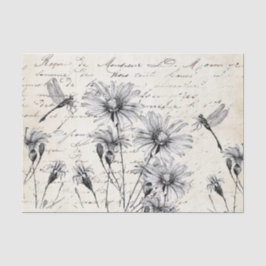 Französische Script-Wildblume Dragonfly Decoupage  Seidenpapier