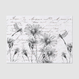 Französische Script-Wildblume Dragonfly Decoupage  Seidenpapier