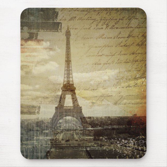 französische Skripte moderner Vintager Turm Paris Mousepad (Vorne)